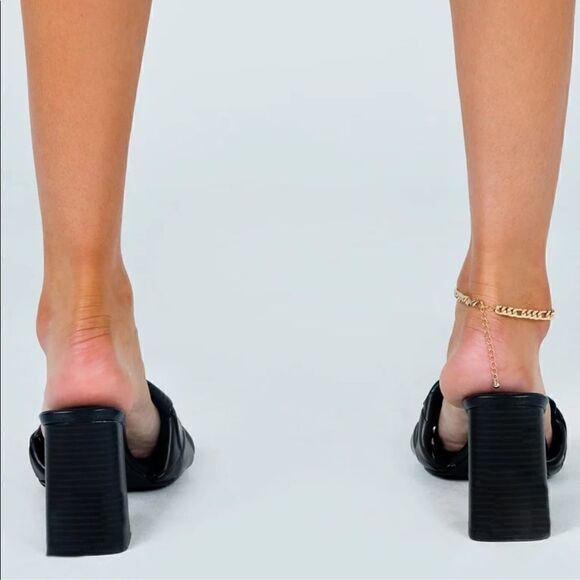 Princess Polly by Midnight Girls Club THE BISOU WOVEN SQUARE TOE HEELS BLACK - Picture 3 of 11